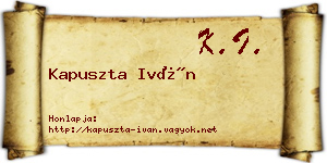 Kapuszta Iván névjegykártya
